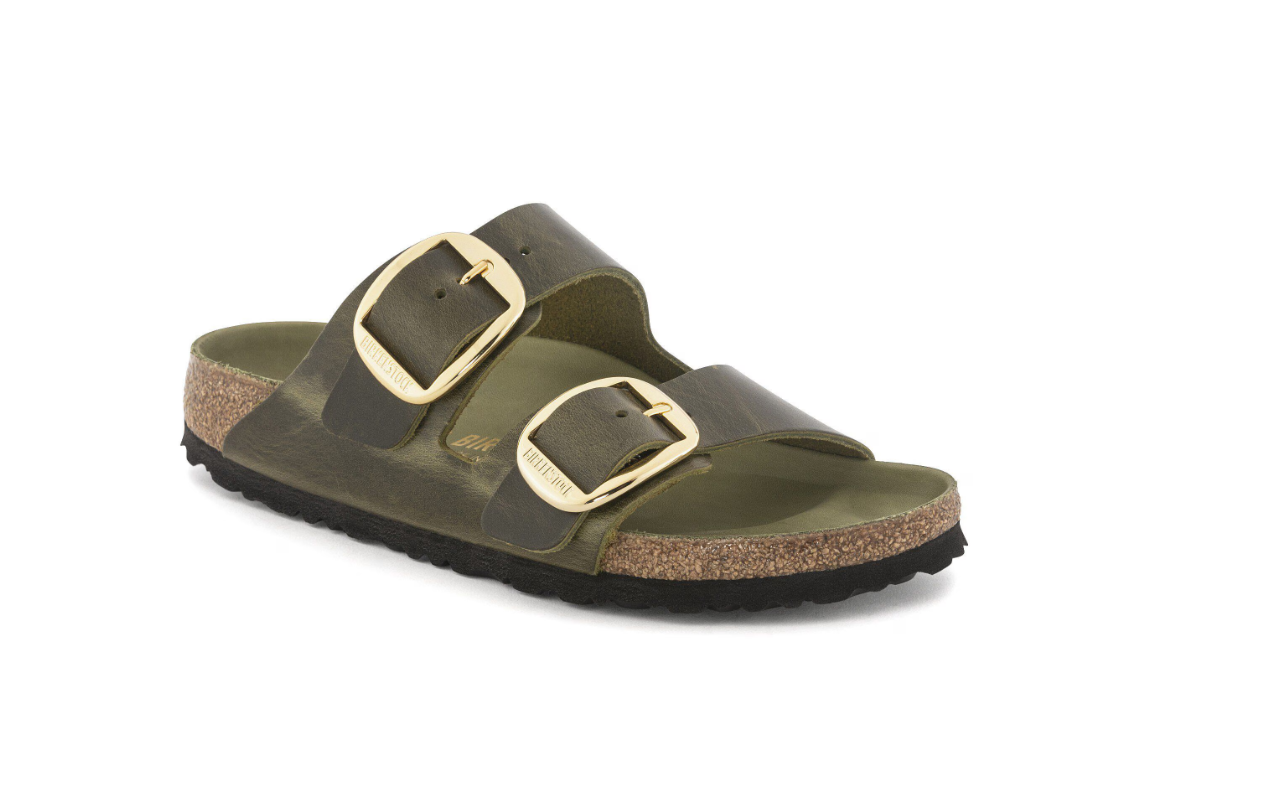 Birkenstock Arizona Big Buckle Oiled Leather Olive Green Sandals