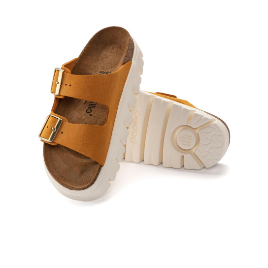 Birkenstock Arizona Chunky Suede Leather Apricot Platform Sandals