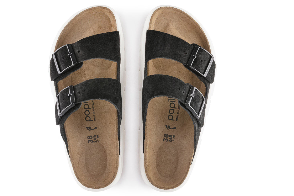 Birkenstock Arizona Chunky Suede Leather Black Platform Sandals