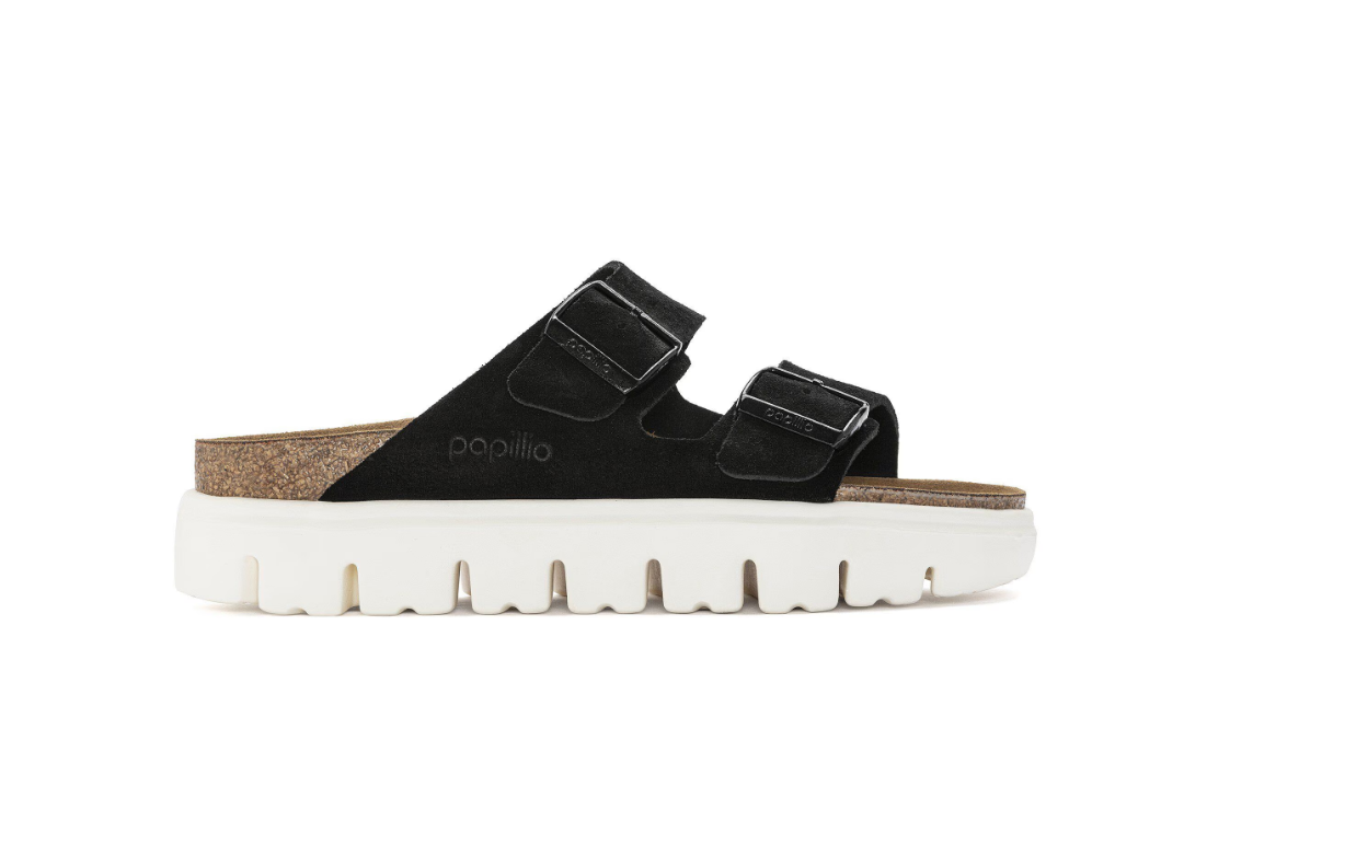 Birkenstock Arizona Chunky Suede Leather Black Platform Sandals