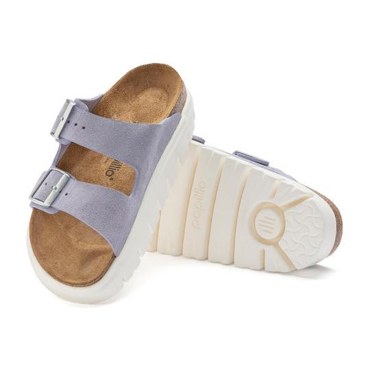 Birkenstock Arizona Chunky Suede Leather Purple Fog Platform Sandals