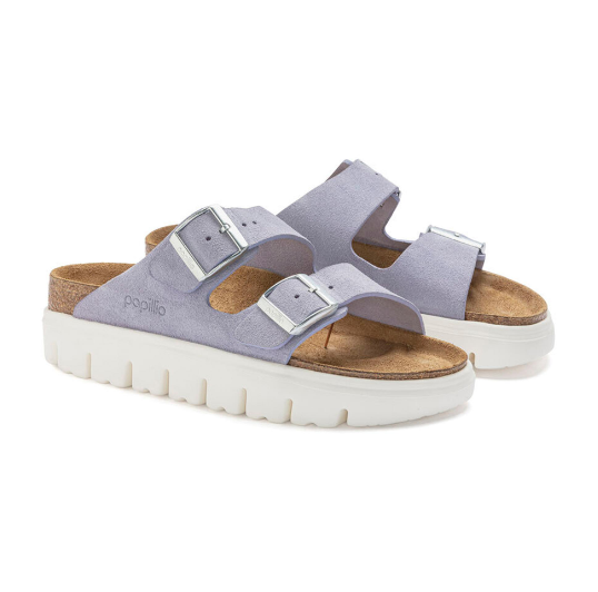 Birkenstock Arizona Chunky Suede Leather Purple Fog Platform Sandals