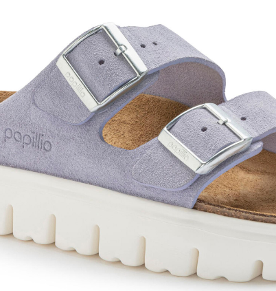 Birkenstock Arizona Chunky Suede Leather Purple Fog Platform Sandals