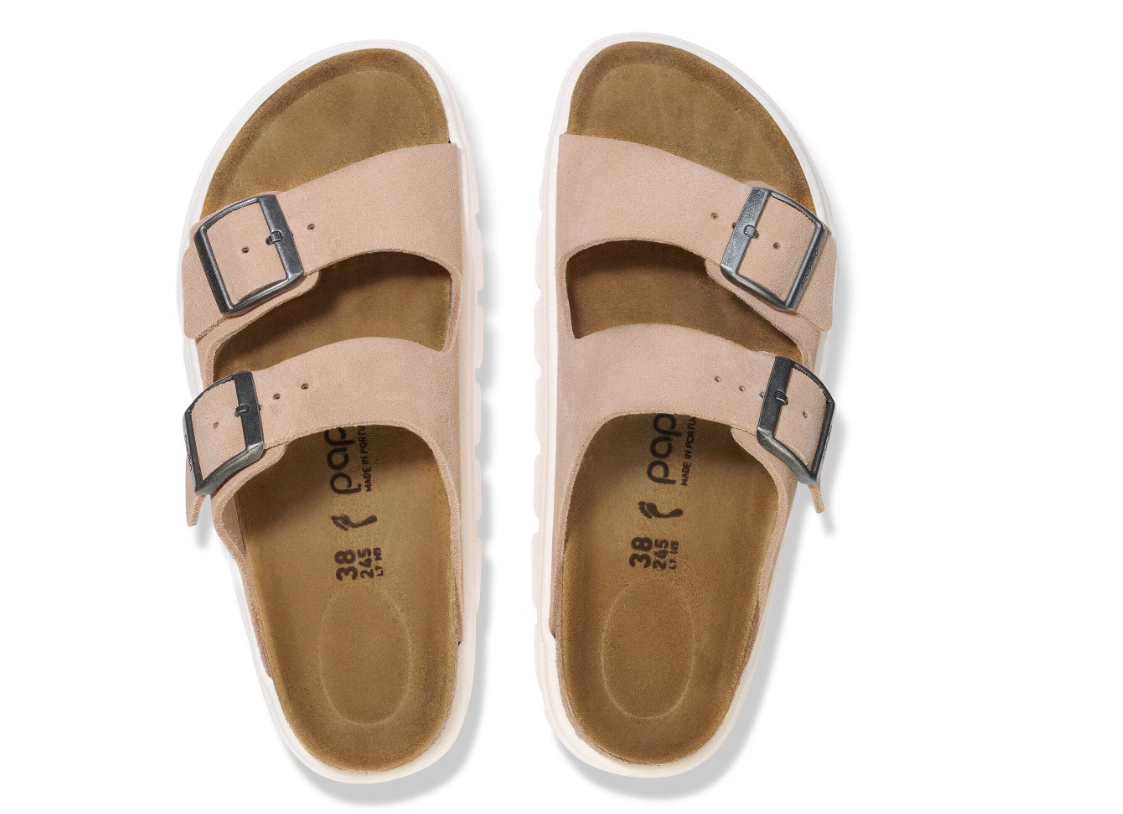 Birkenstock Arizona Chunky Suede Leather Warm Sand Platform Sandals