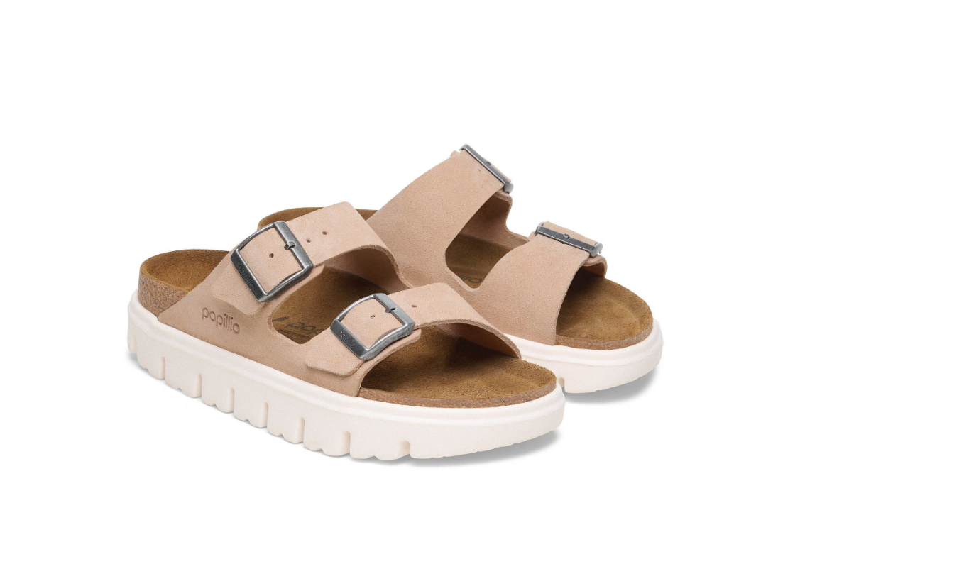 Birkenstock Arizona Chunky Suede Leather Warm Sand Platform Sandals