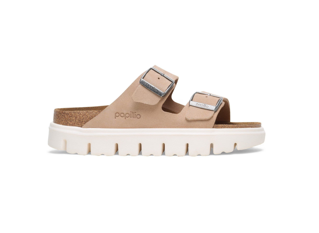 Birkenstock Arizona Chunky Suede Leather Warm Sand Platform Sandals