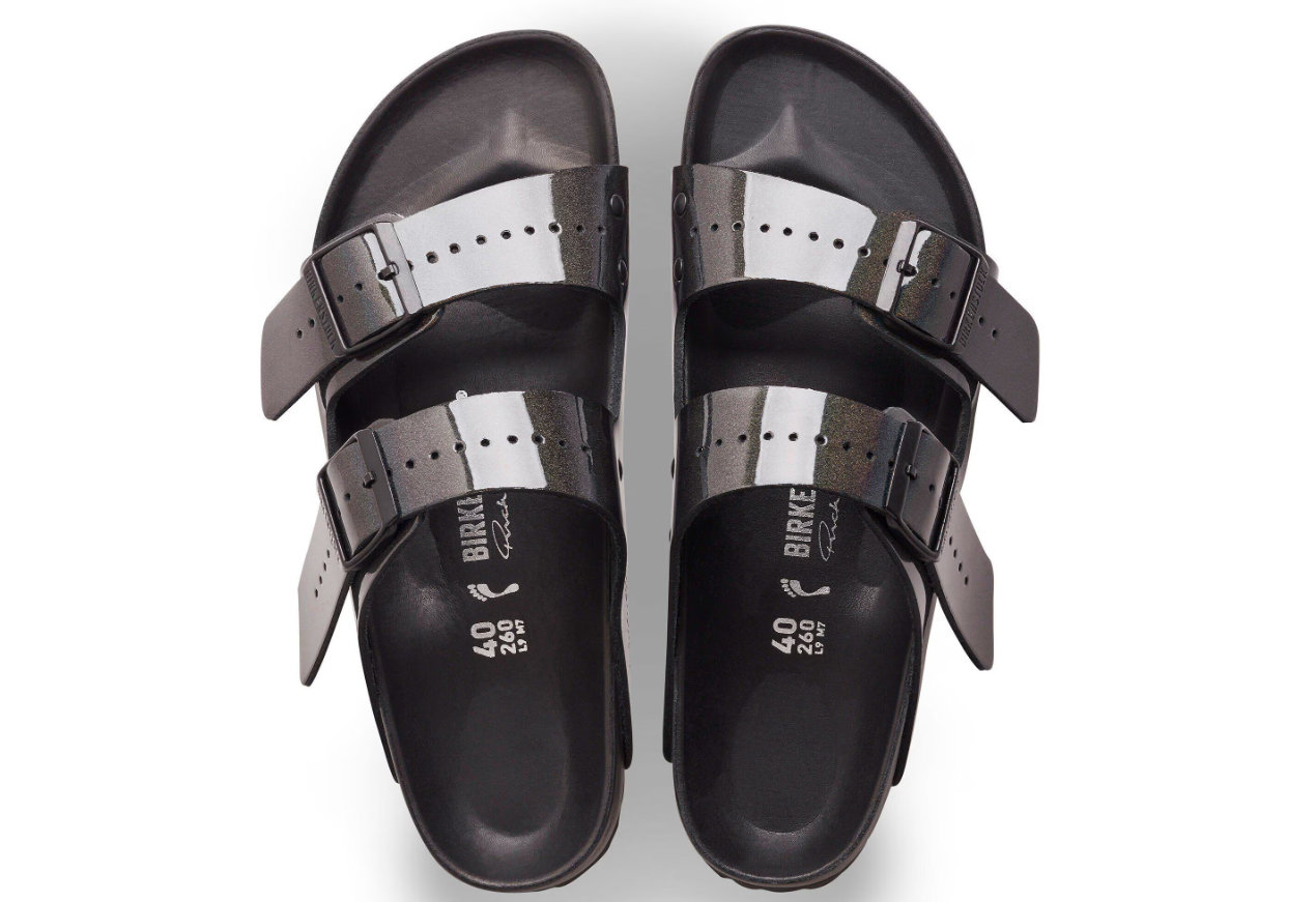 Birkenstock Arizona Rick Owens EXTRO Rivets Natural Leather Black Iridescent