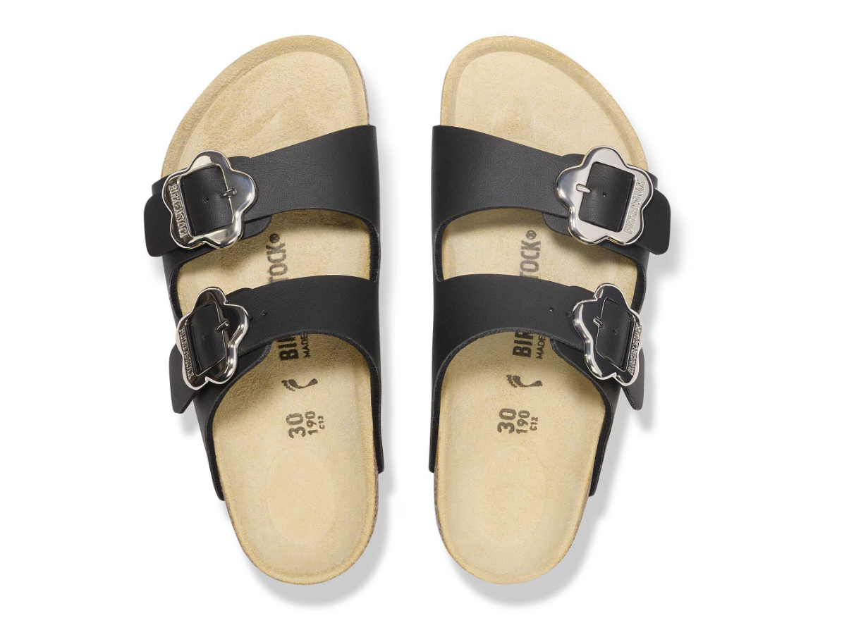 Birkenstock Arizona Flower Buckle Kids Birko-Flor Black
