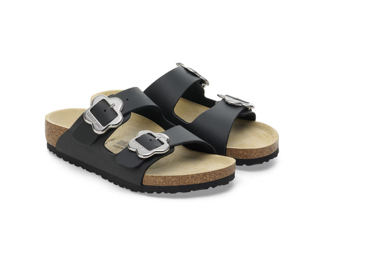 Birkenstock Arizona Flower Buckle Kids Birko-Flor Black