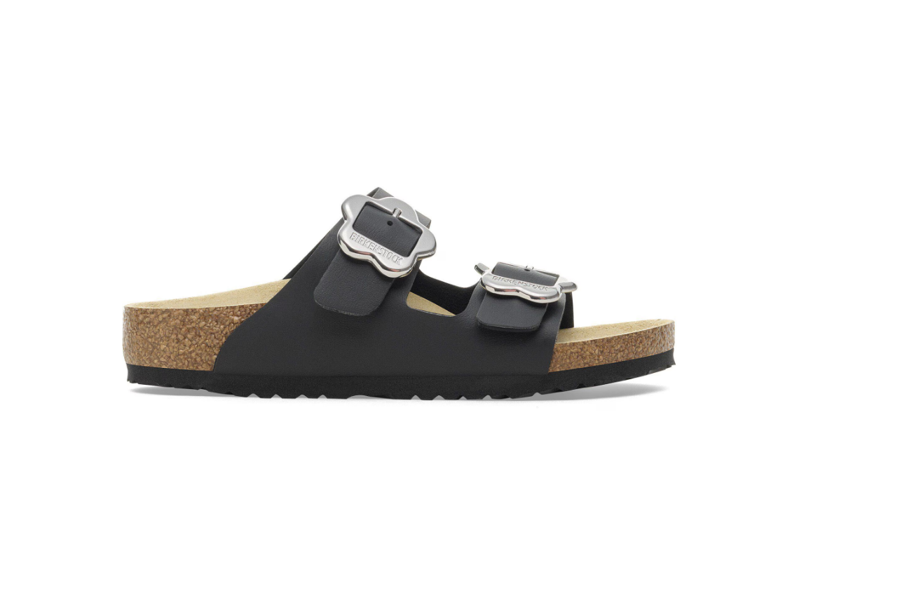 Birkenstock Arizona Flower Buckle Kids Birko-Flor Black