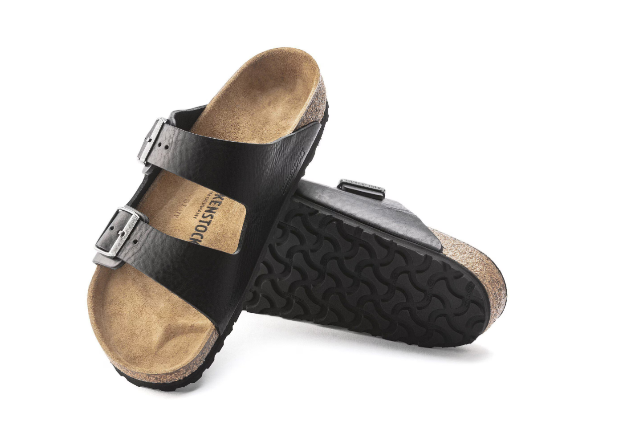 Birkenstock Arizona Grip Natural Leather Vintage Wood Black
