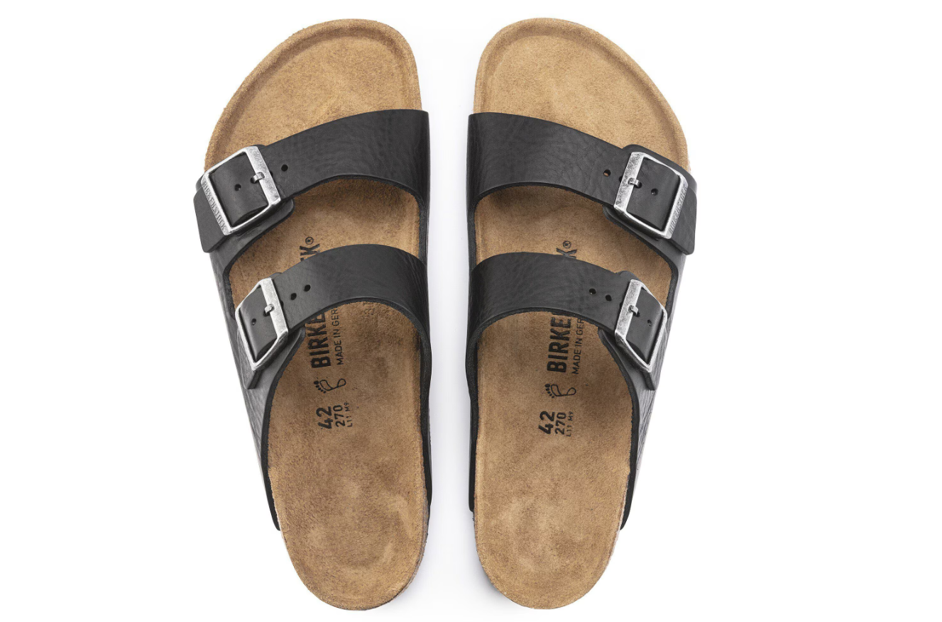 Birkenstock Arizona Grip Natural Leather Vintage Wood Black