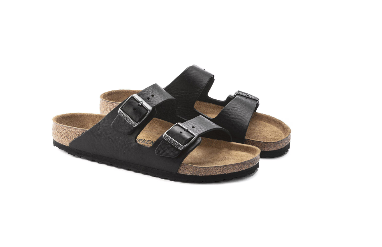 Birkenstock Arizona Grip Natural Leather Vintage Wood Black