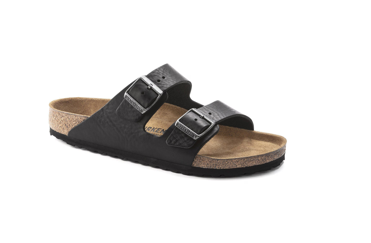 Birkenstock Arizona Grip Natural Leather Vintage Wood Black