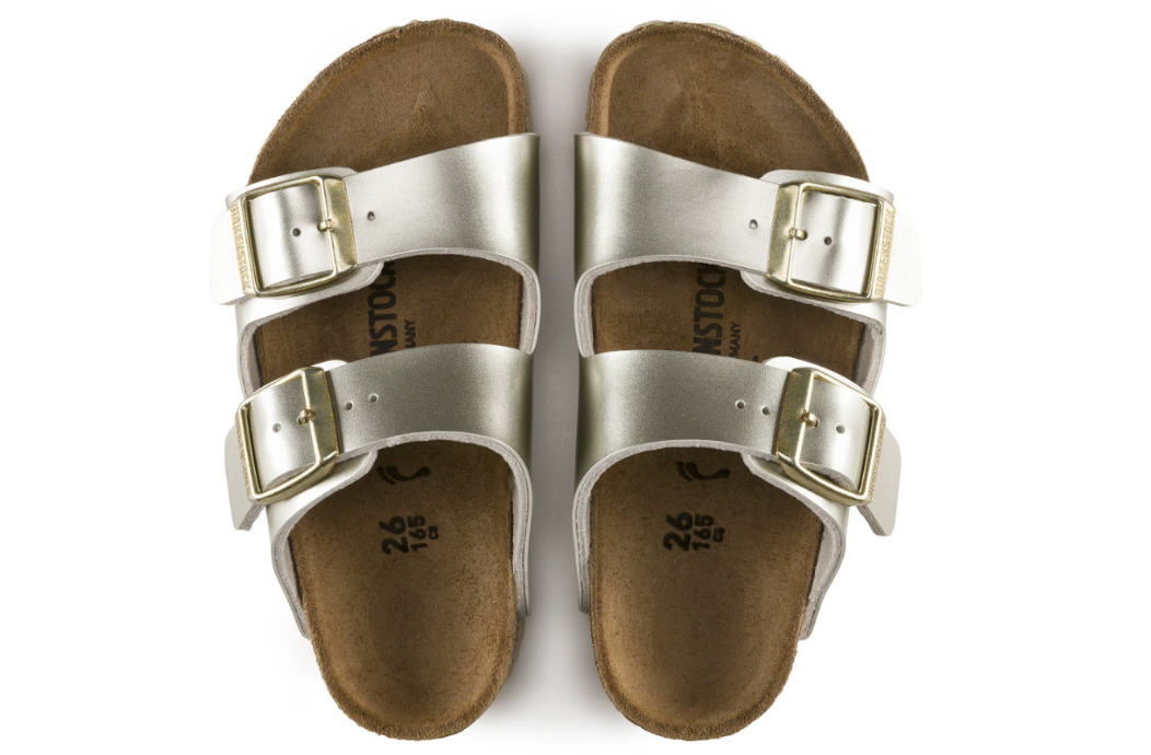Birkenstock Arizona Kids Birko-Flor Electric Metallic Gold Sandals - Gold, Narrow