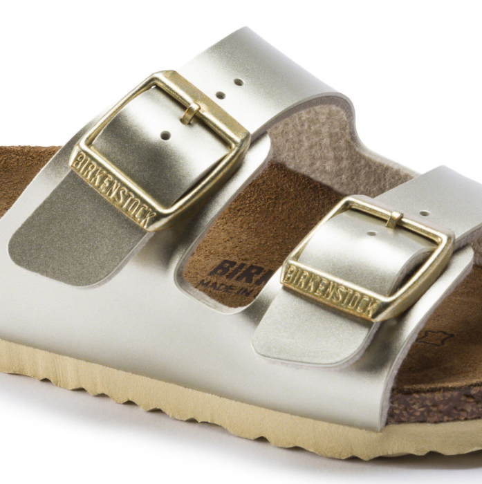 Birkenstock Arizona Kids Birko-Flor Electric Metallic Gold Sandals - Gold, Narrow