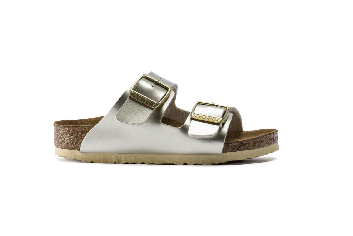 Birkenstock Arizona Kids Birko-Flor Electric Metallic Gold Sandals - Gold, Narrow