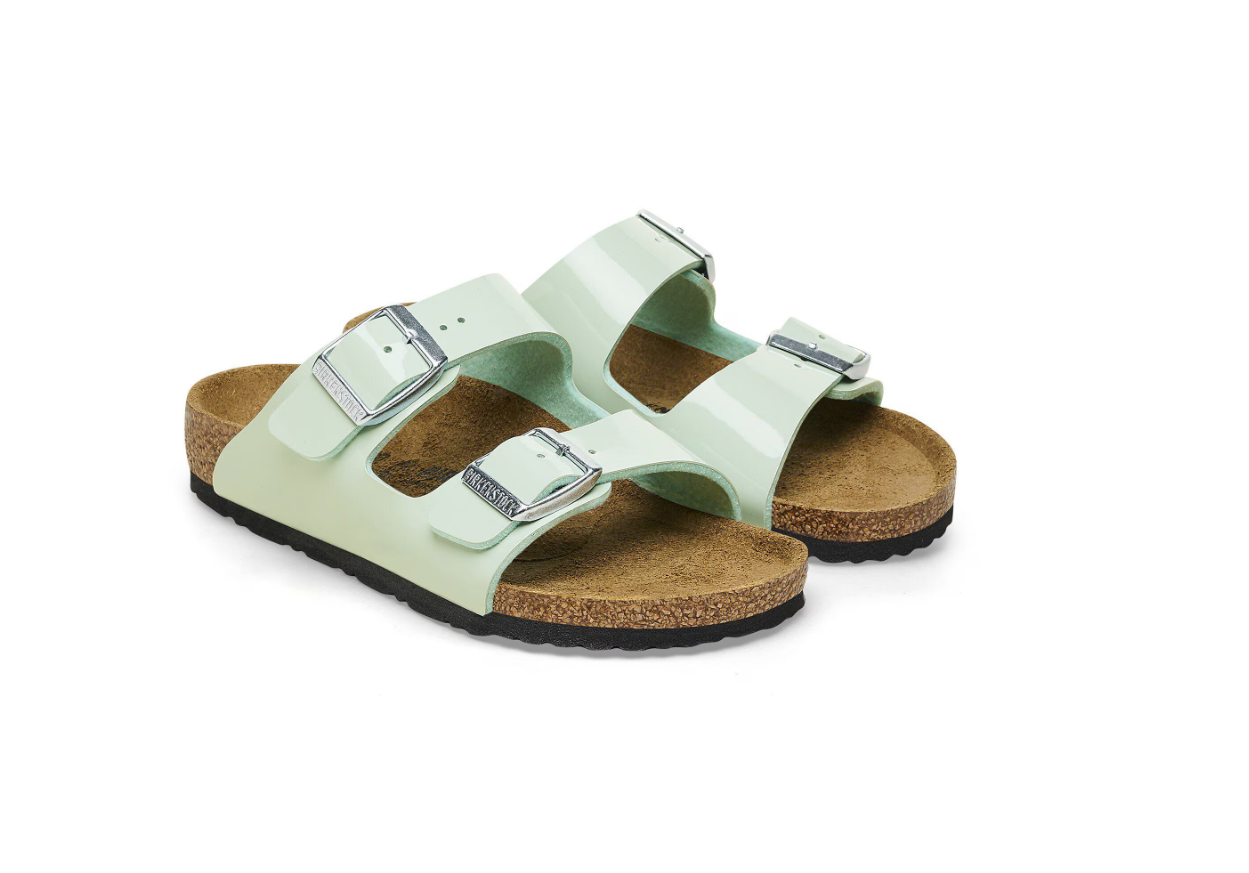 Birkenstock Arizona Kids Birko-Flor Patent Sandals Patent Surf Green