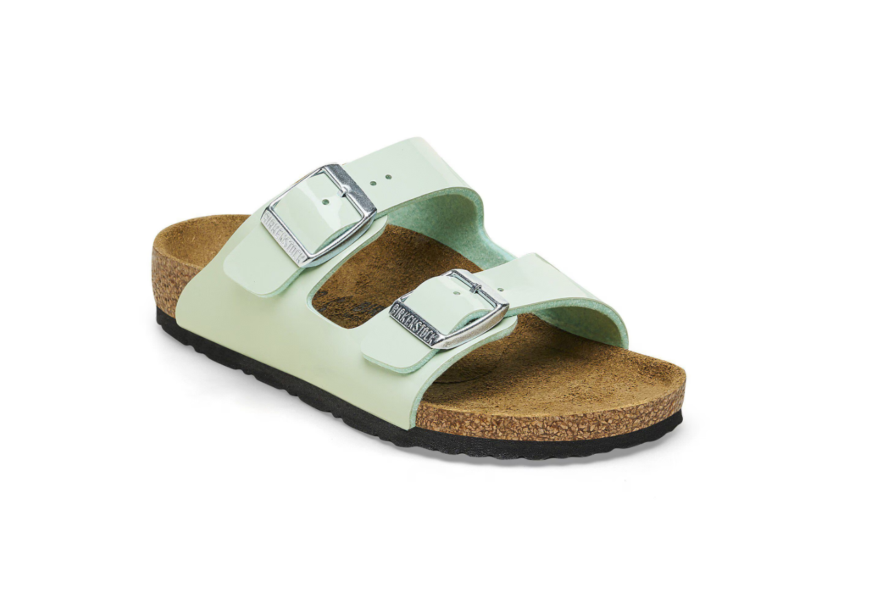 Birkenstock Arizona Kids Birko-Flor Patent Sandals Patent Surf Green
