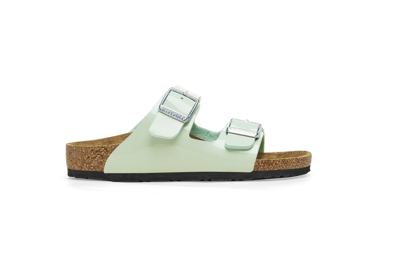 Birkenstock Arizona Kids Birko-Flor Patent Sandals Patent Surf Green