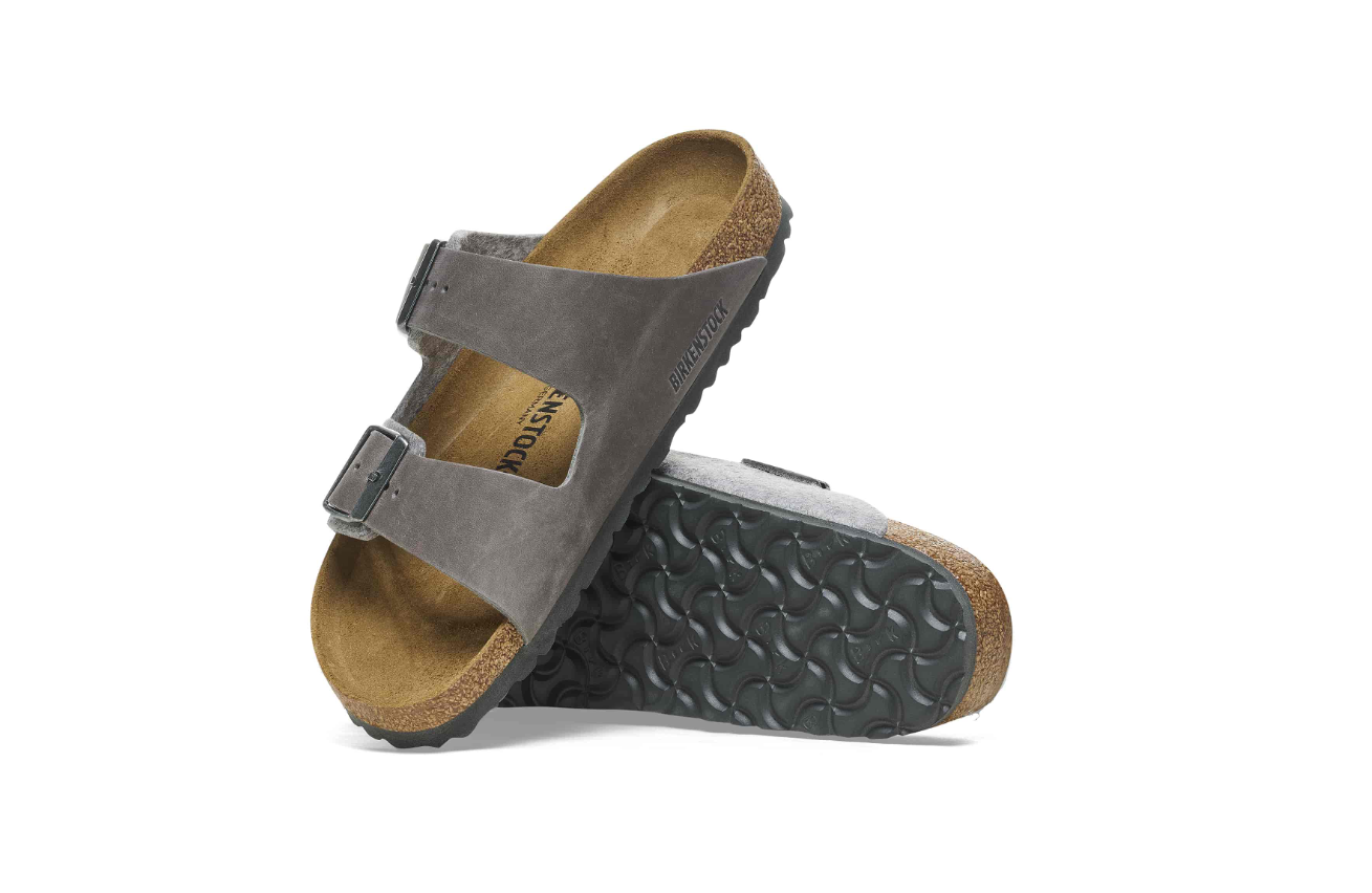Birkenstock Arizona Leather Textile Light Gray Sandals