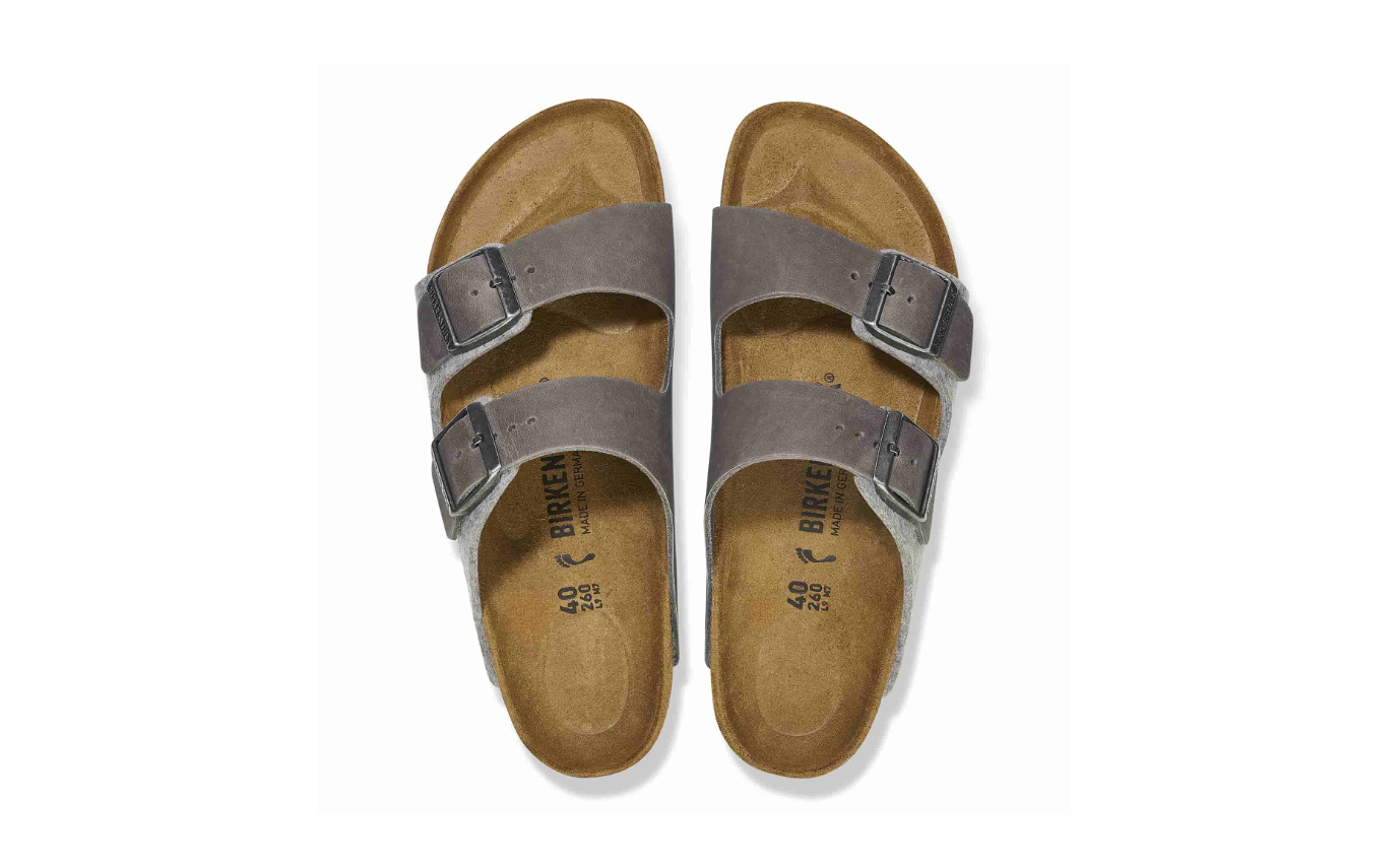 Birkenstock Arizona Leather Textile Light Gray Sandals