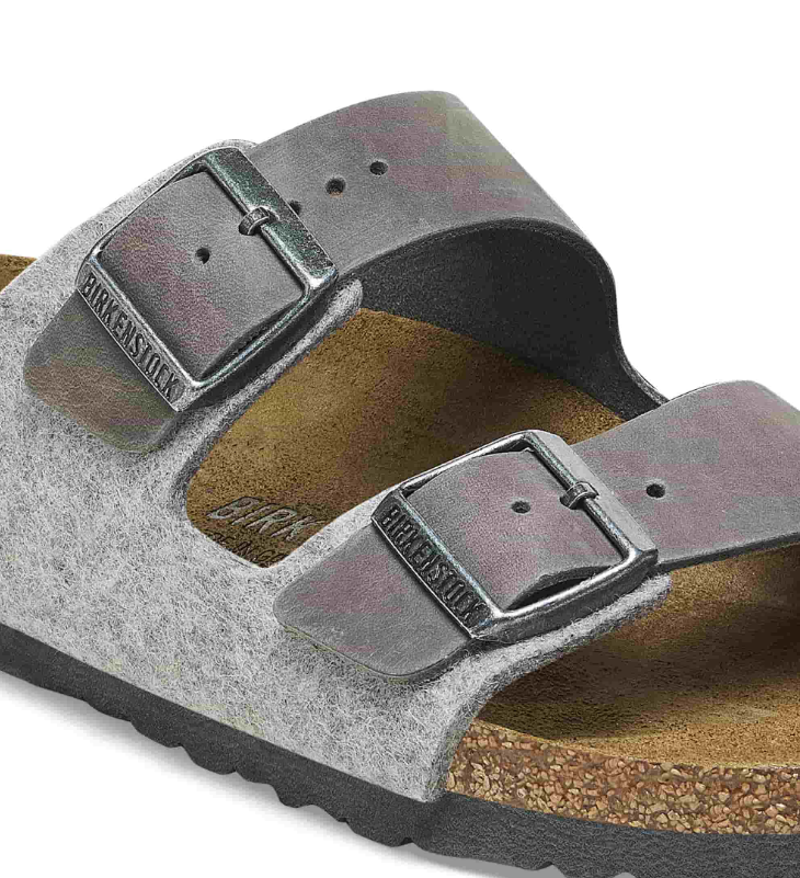 Birkenstock Arizona Leather Textile Light Gray Sandals