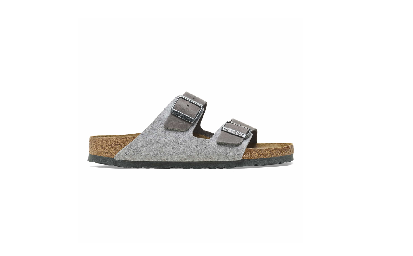 Birkenstock Arizona Leather Textile Light Gray Sandals