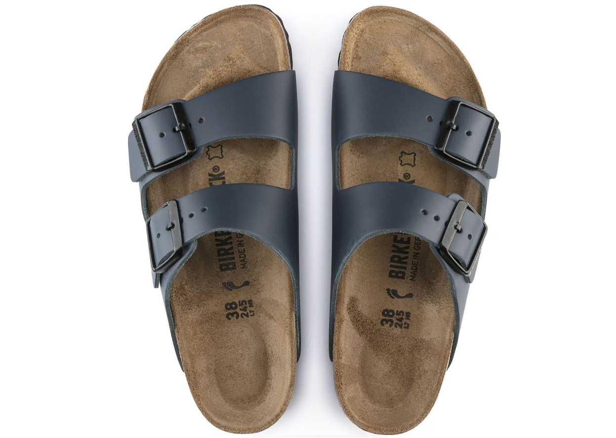 Birkenstock Arizona Natural Leather Blue Sandals
