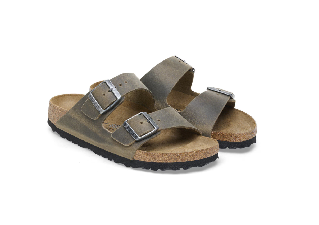 Birkenstock Arizona Oiled Leather Faded Khaki Sandals