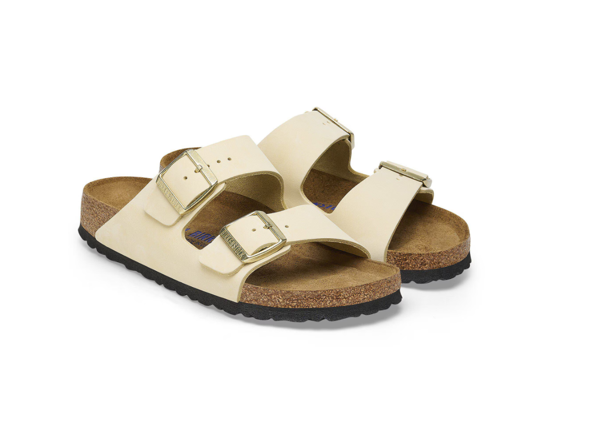 Birkenstock Arizona Soft Footbed Nubuck Leather Sandals Ecru