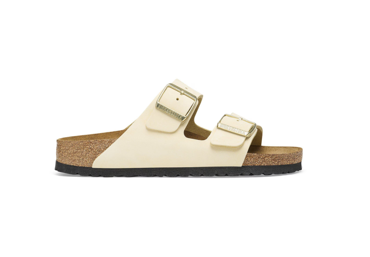 Birkenstock Arizona Soft Footbed Nubuck Leather Sandals Ecru