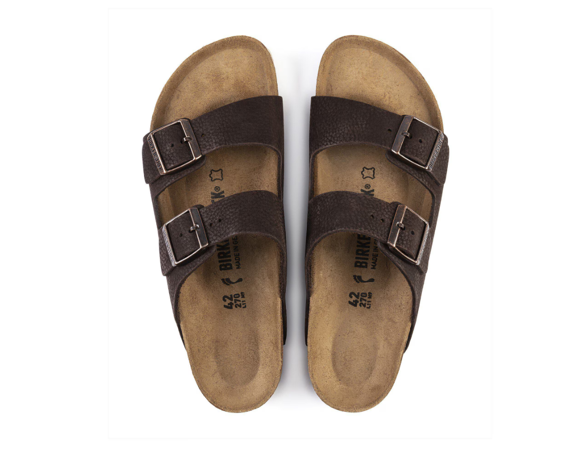 Birkenstock Arizona Nubuck Leather Steer Soft Brown Sandals
