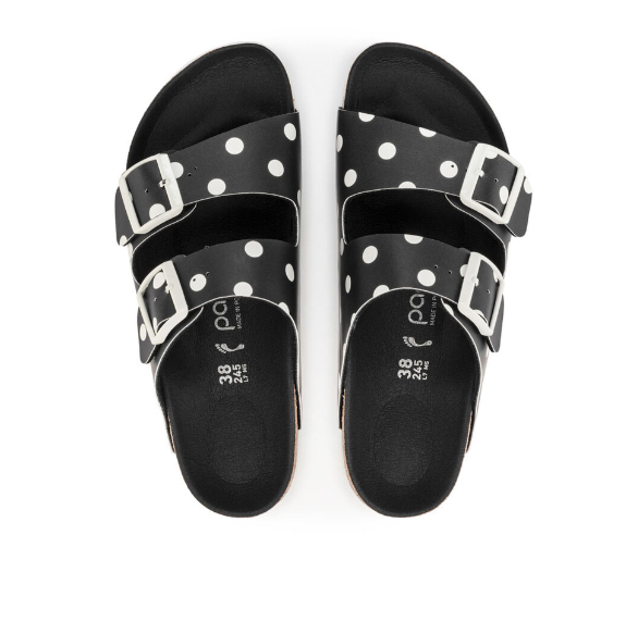 Birkenstock Arizona Platform Birko-Flor Black White Dots