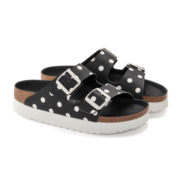 Birkenstock Arizona Platform Birko-Flor Black White Dots