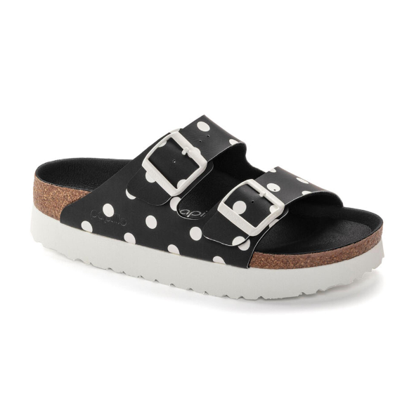 Birkenstock Arizona Platform Birko-Flor Black White Dots