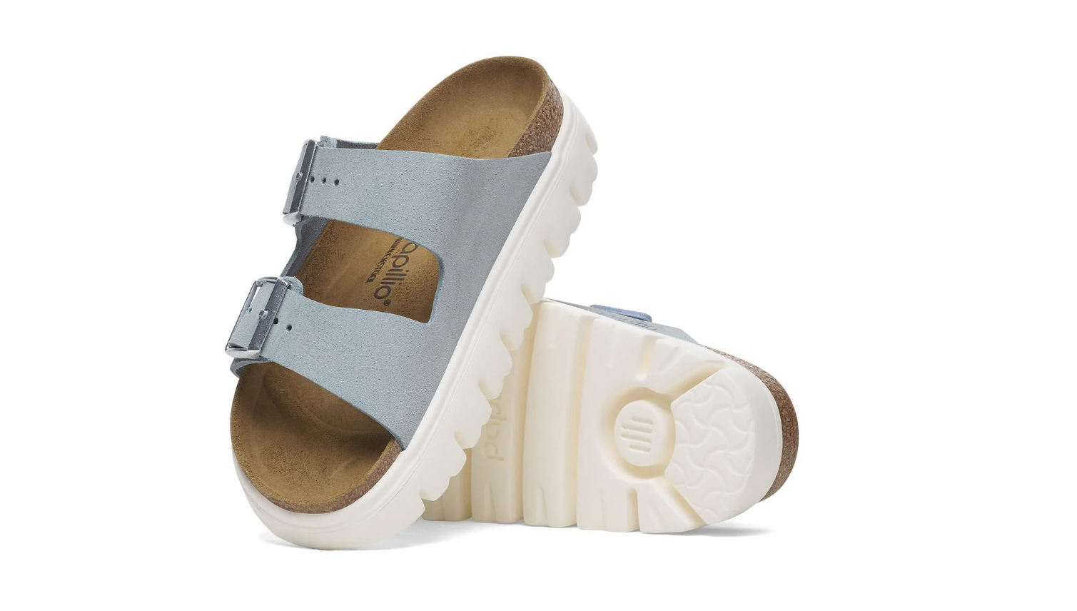 Birkenstock Papillio Arizona Chunky Suede Leather Baby Blue