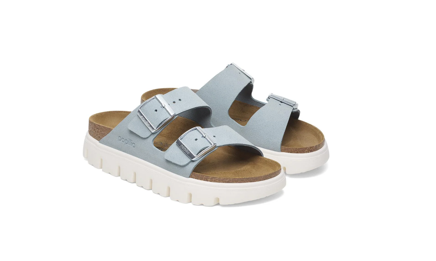 Birkenstock Papillio Arizona Chunky Suede Leather Baby Blue