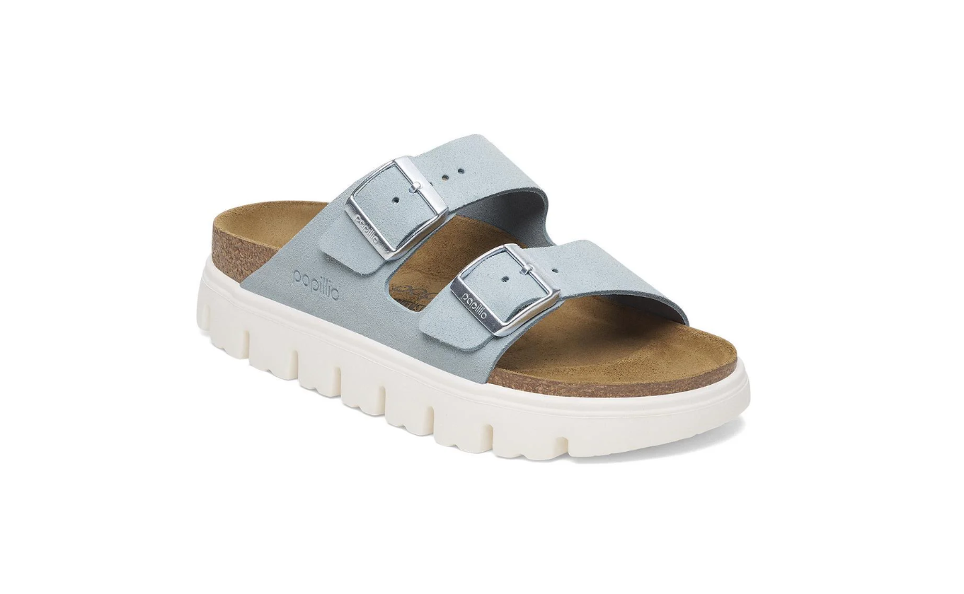 Birkenstock Papillio Arizona Chunky Suede Leather Baby Blue