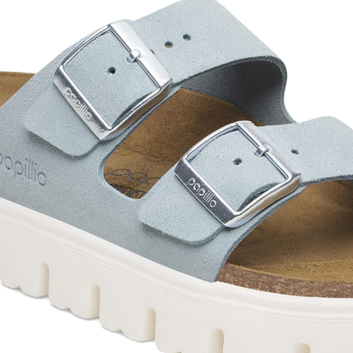Birkenstock Papillio Arizona Chunky Suede Leather Baby Blue