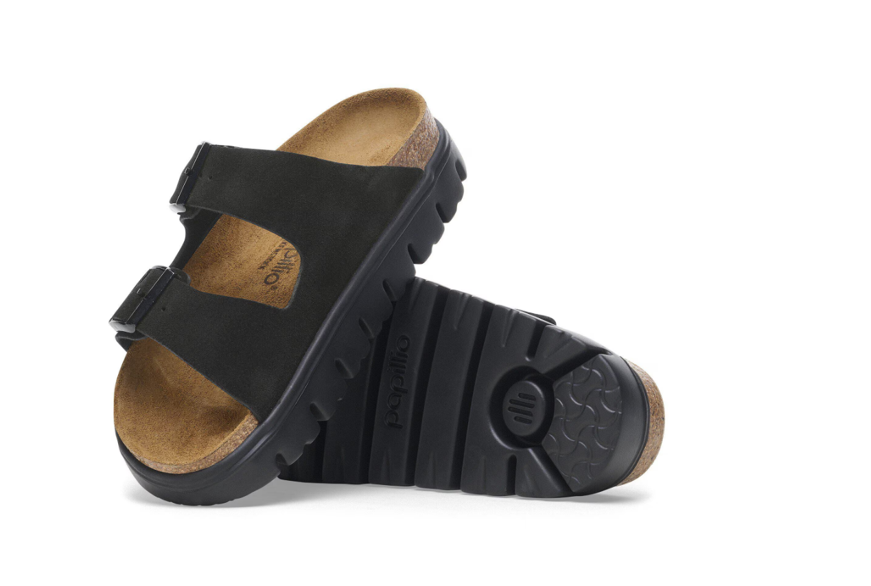 Birkenstock Papillio Arizona Chunky Suede Leather Black/Black