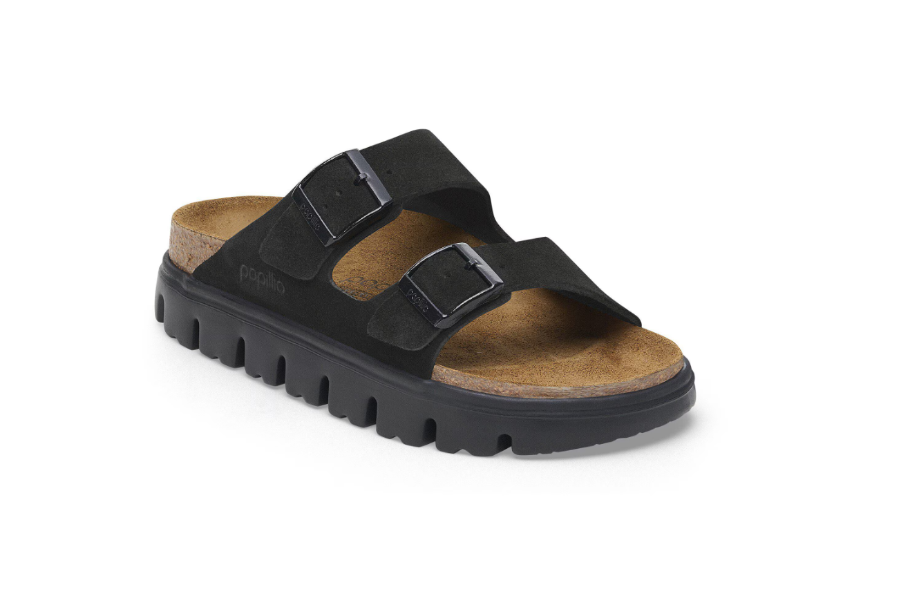 Birkenstock Papillio Arizona Chunky Suede Leather Black/Black