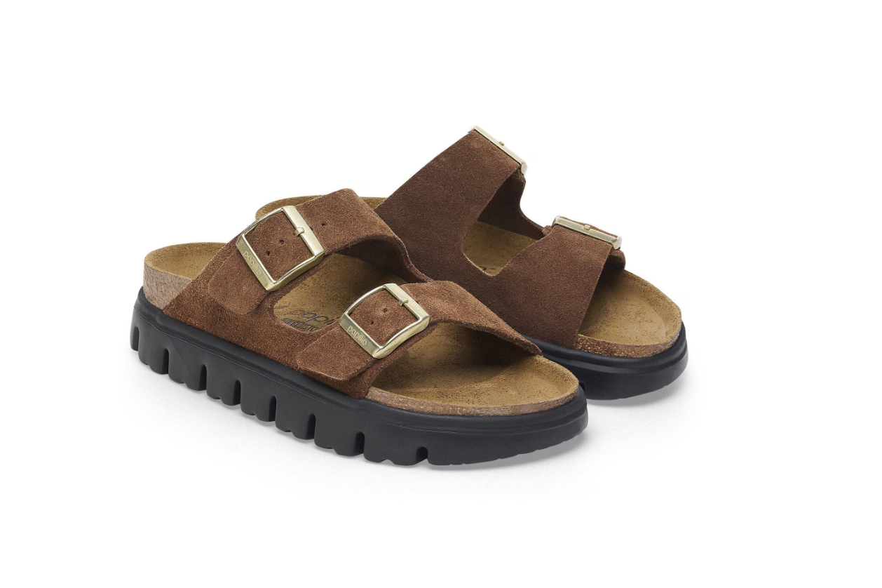 Birkenstock Papillio Arizona Chunky Suede Leather Dark Tea Black