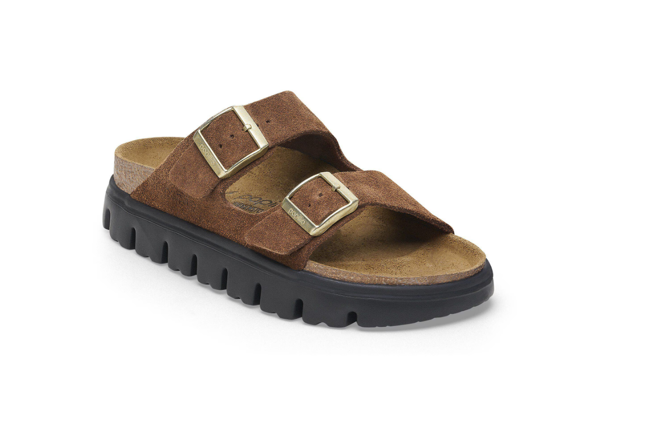 Birkenstock Papillio Arizona Chunky Suede Leather Dark Tea Black
