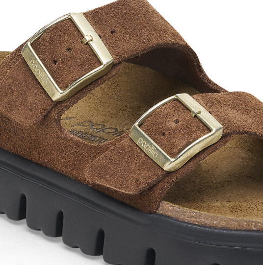 Birkenstock Papillio Arizona Chunky Suede Leather Dark Tea Black