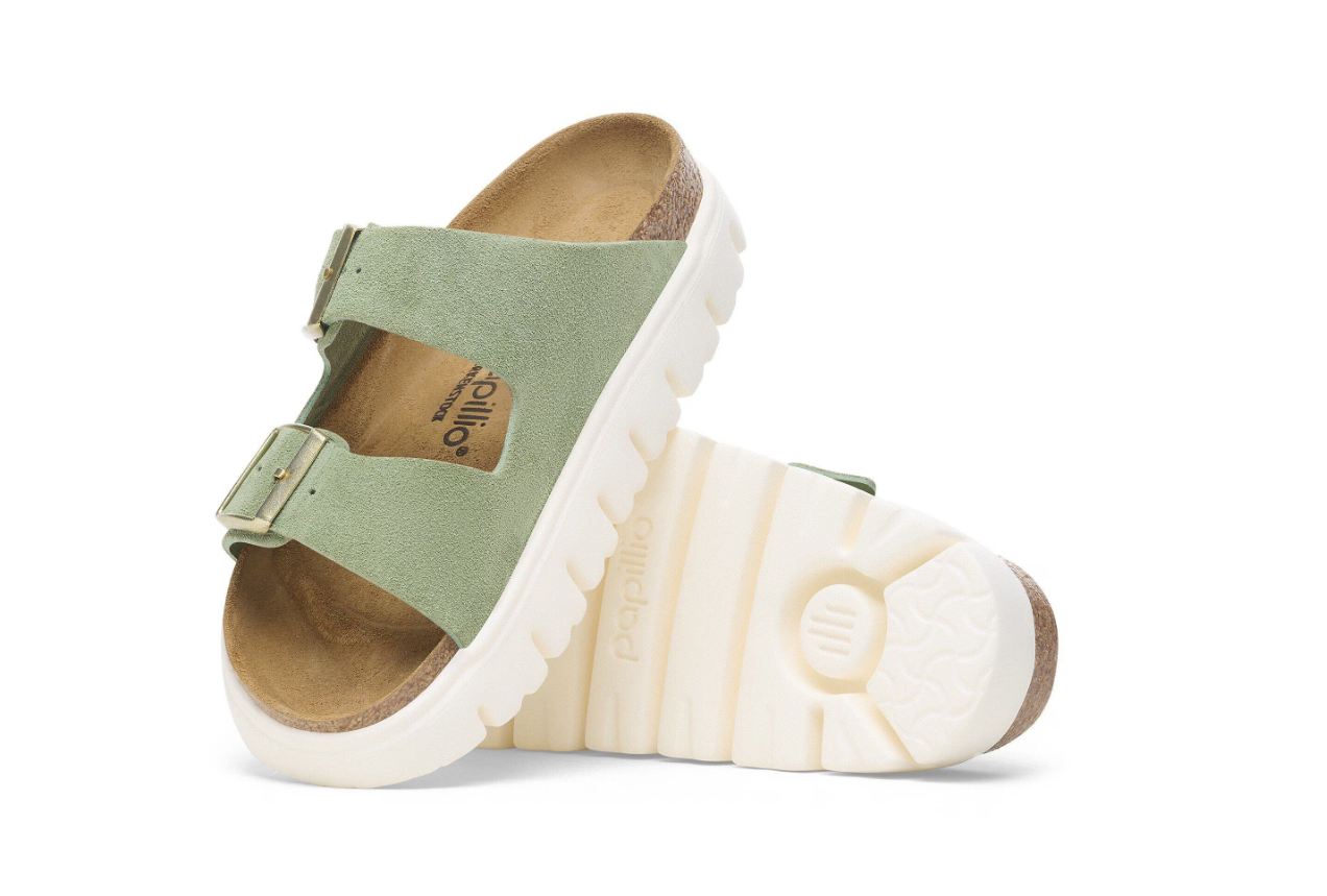 Birkenstock Papillio Arizona Chunky Suede Leather Green Tea