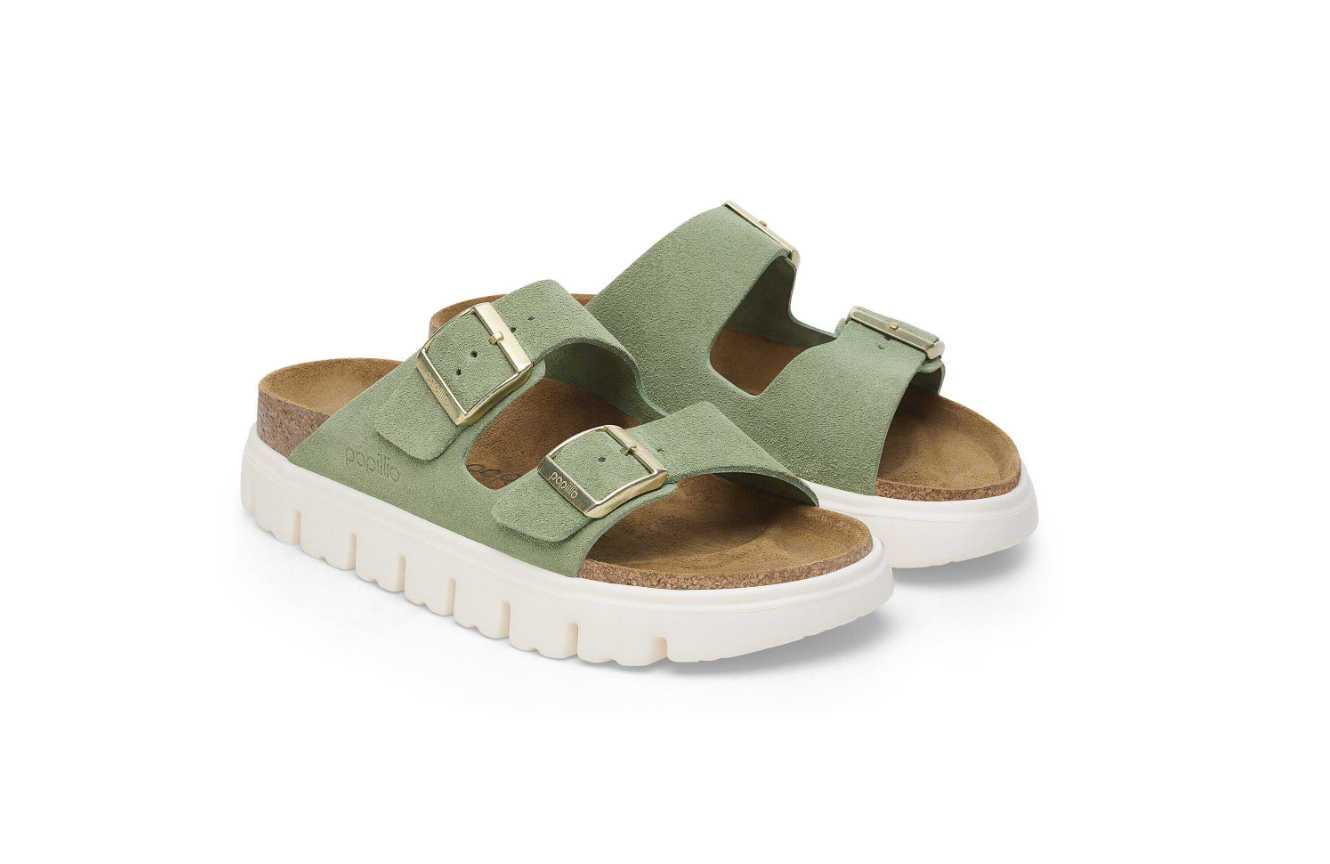 Birkenstock Papillio Arizona Chunky Suede Leather Green Tea