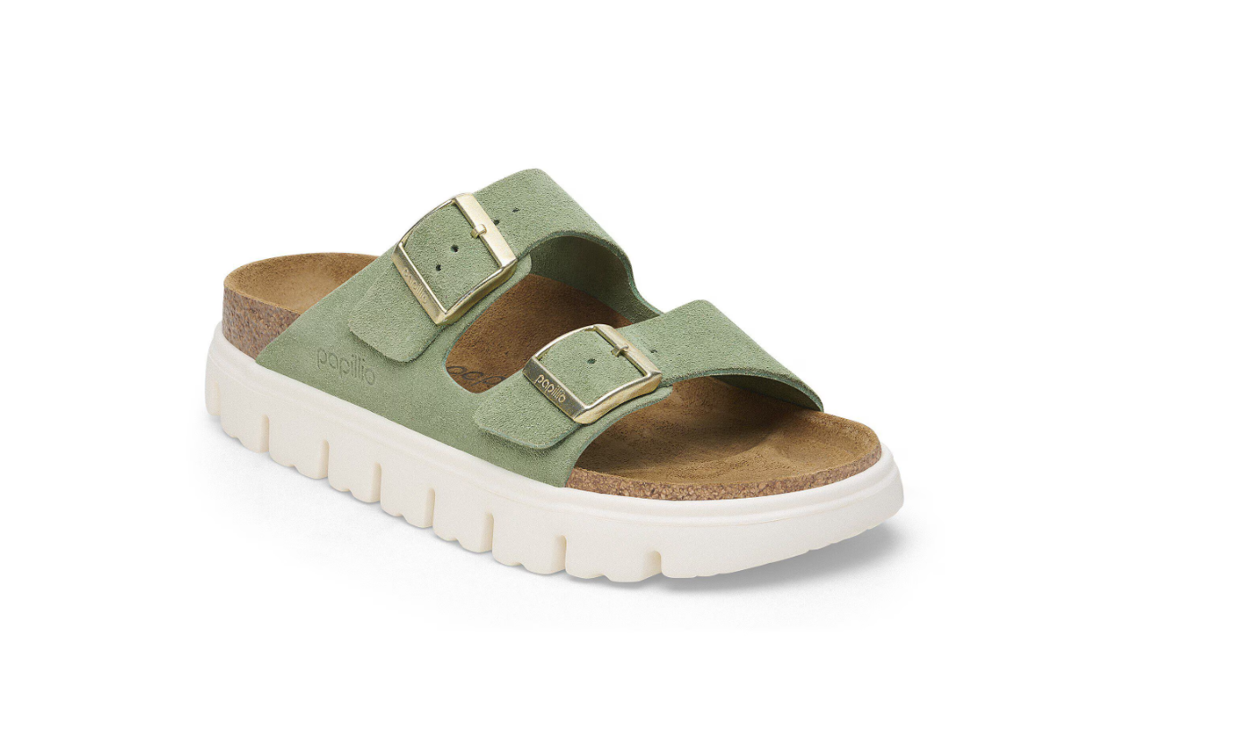 Birkenstock Papillio Arizona Chunky Suede Leather Green Tea