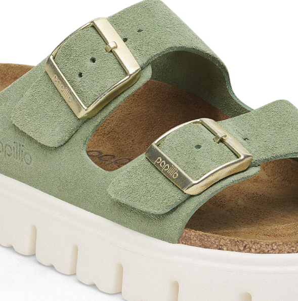 Birkenstock Papillio Arizona Chunky Suede Leather Green Tea