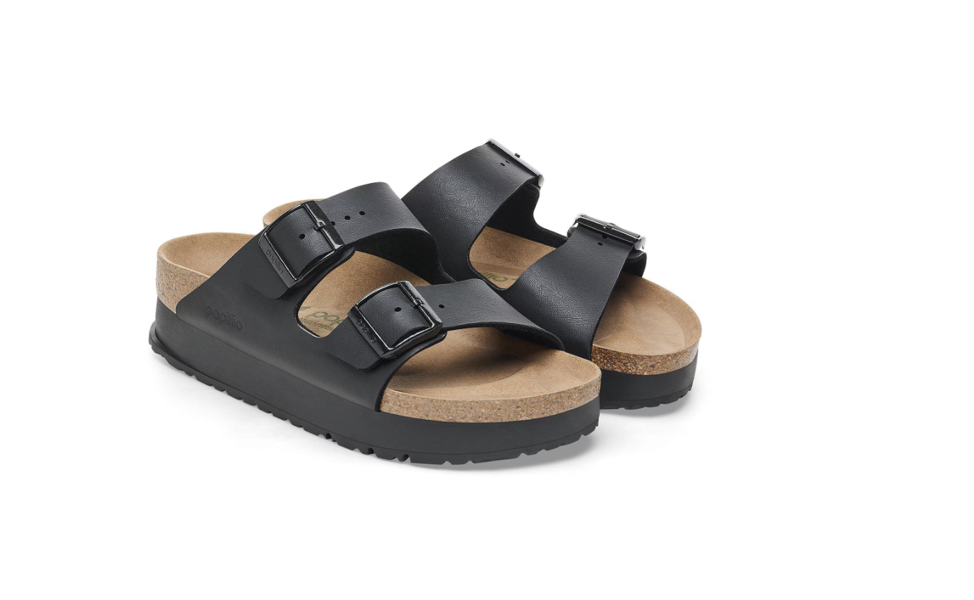 Birkenstock Arizona PAP Flex Platform Birko-Flor Sandals Black